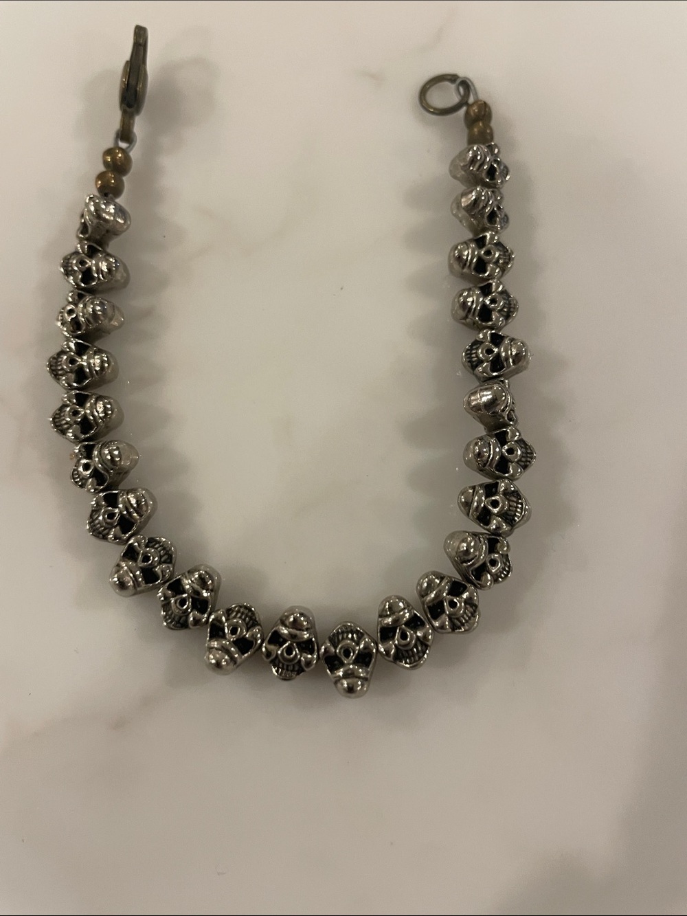 Silver Skull Bead Bracelet - Silver